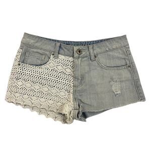Blue Asphalt Shorts Size 5 Blue Cutoff Crochet Distressed Frayed Hem Denim